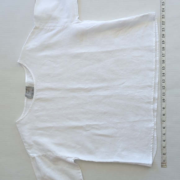 Chalet Linen Dropped Shoulder Pullover Blouse MEDIUM White - Picture 10 of 10